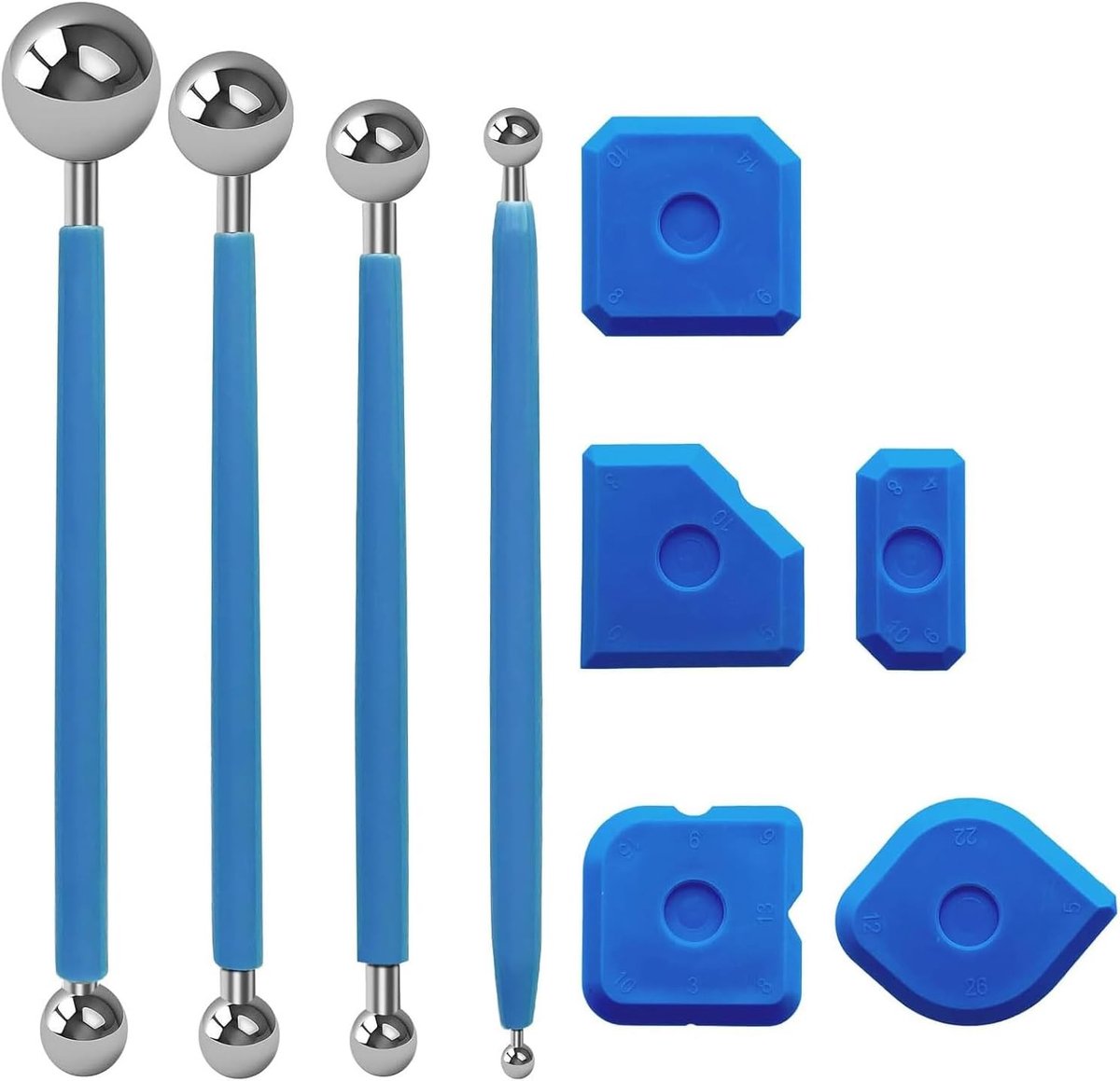 Complete Set van 9 Schrapers voor Tegels en Silicoon, Inclusief 4 Metalen Voegenpullers en 5 Silicoonschrapers voor Badkamer en Keuken Renovatie