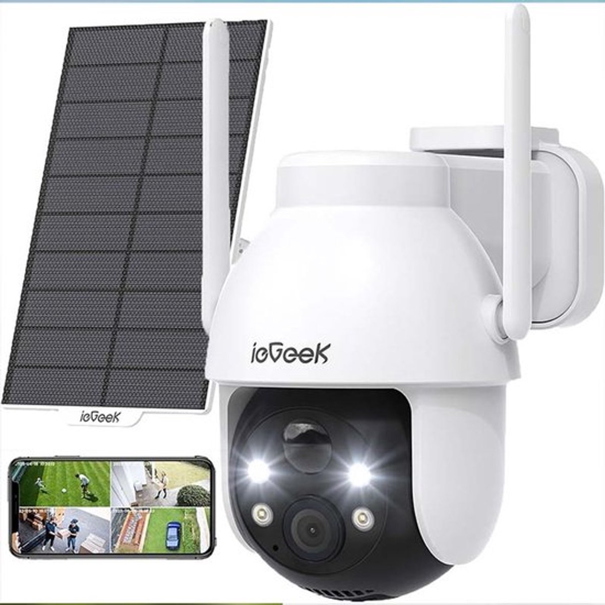 Draadloze Bewakingscamera Buiten - 360° PTZ - 2K Resolutie - Zonne-energie - Nachtzicht - Bewegingsdetectie