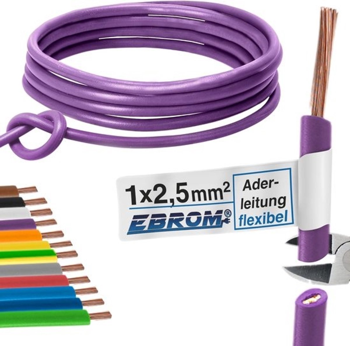 Flexibele Aderleiding - Stroomdraad PVC - Interne Bedrading - Meerdere Fijne Draden - 15 Meter - Paars