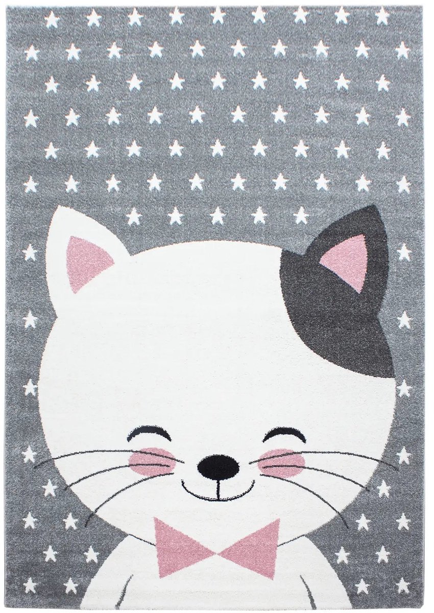Dutch XXL Kindervloerkleed | Tapijt | Kids | Kat | Roze | 80x150 cm