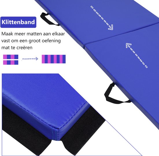 SureDeal® - Yogamatt - Gymnastiekmat Zachte Vloer - 180x60x4 cm - Blauw van suredeal — afbeelding 3
