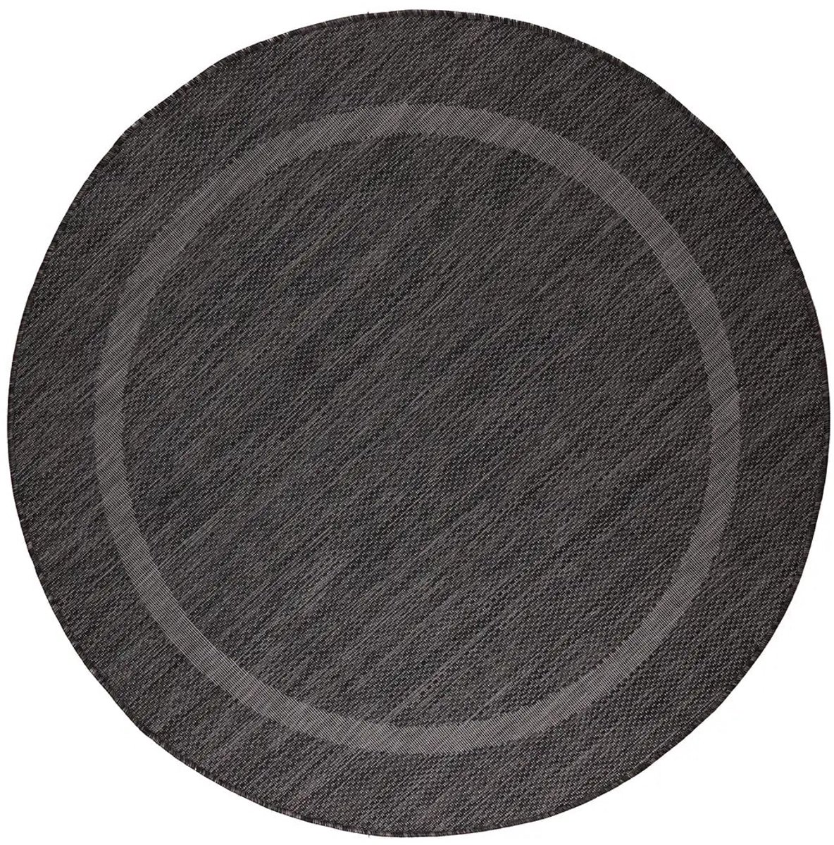Dutch XXL Rond Buitenkleed | Relax | Kader | Zwart | 200x200 cm | Buitentapijt | Tuintapijt