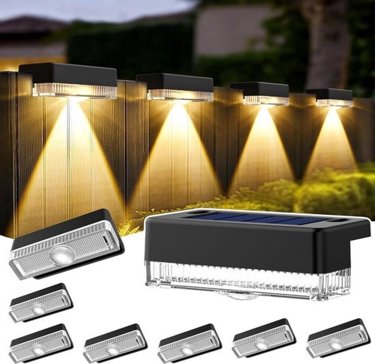 Tuinverlichting op zonne-energie - Terrasverlichting solar - Buitenverlichting accentueren - Lensontwerp voor breder licht - 8 stuks - Warmwit