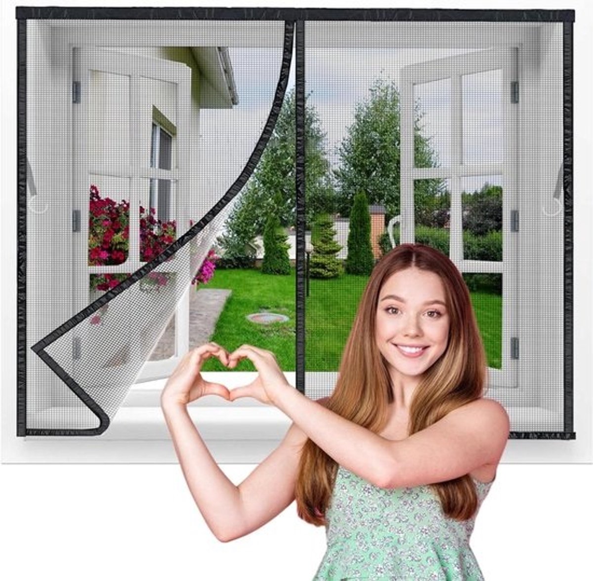 Magnetisch Vliegengordijn - Insectenhor Deur - Buiten Houden - Versterkt Gaas - 100x140 cm - Zwart