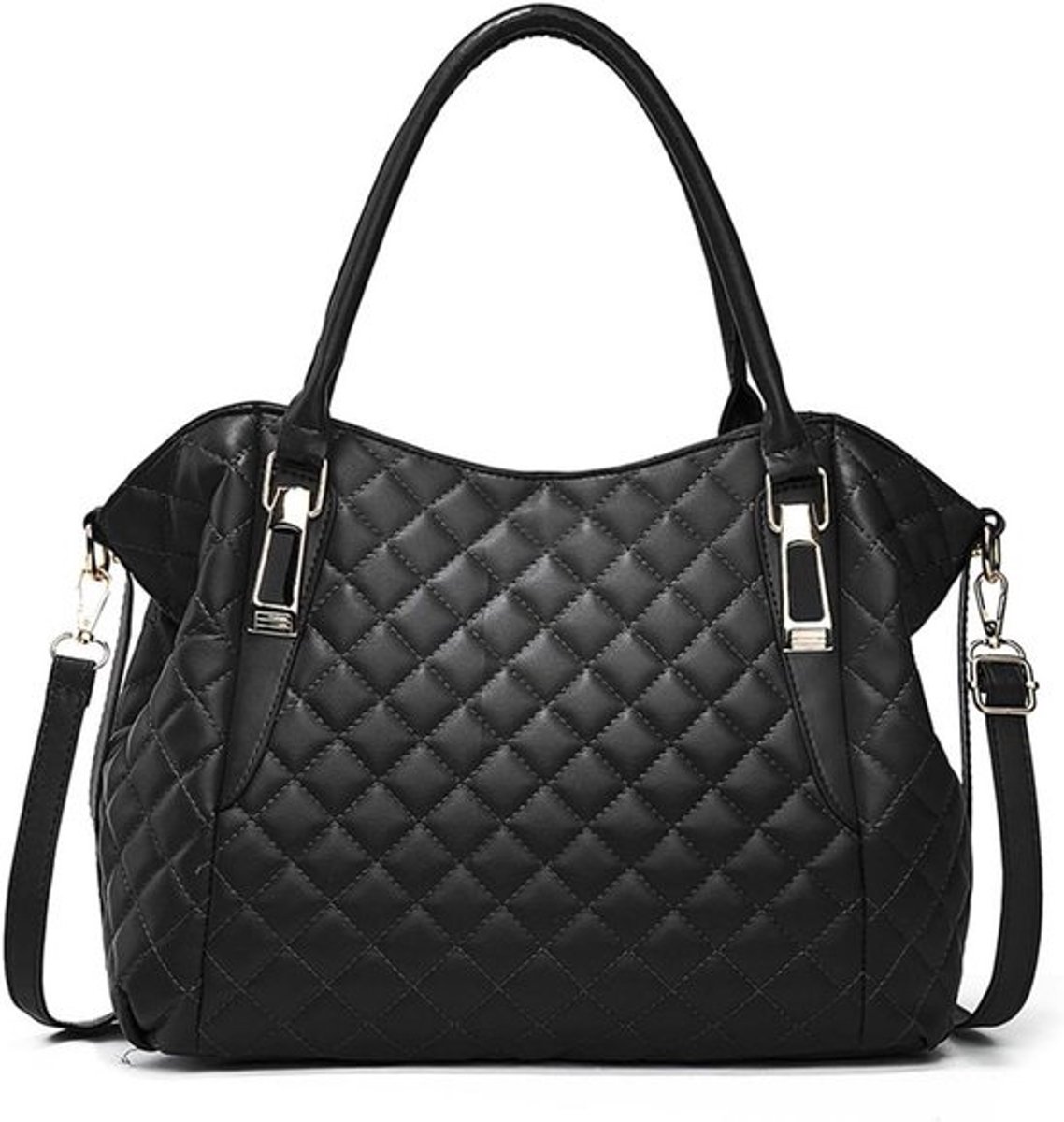 Grote Schoudertas - Handtas Dames - Reizen en Werk - Waterdicht PU Leer - 34x13x26 cm - Zwart