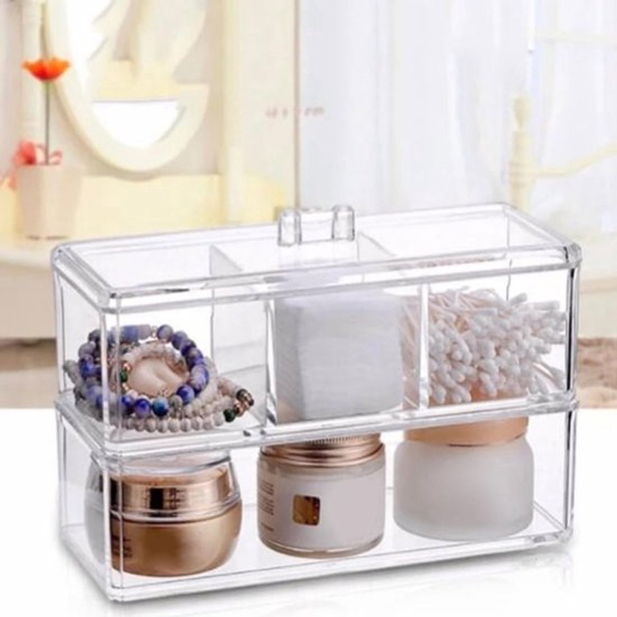 Cosmetica Organizer - Make-up Houder - Schoon Werken - Stapelbaar Ontwerp - 9.2 x 5.7 x 3.7 Inch - Transparant