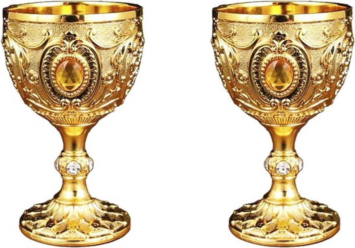 Set van 2 vintage wijnglazen met handgemaakt koninklijk kelkpatroon, elegant en duurzaam voor een sfeervolle wijnervaring