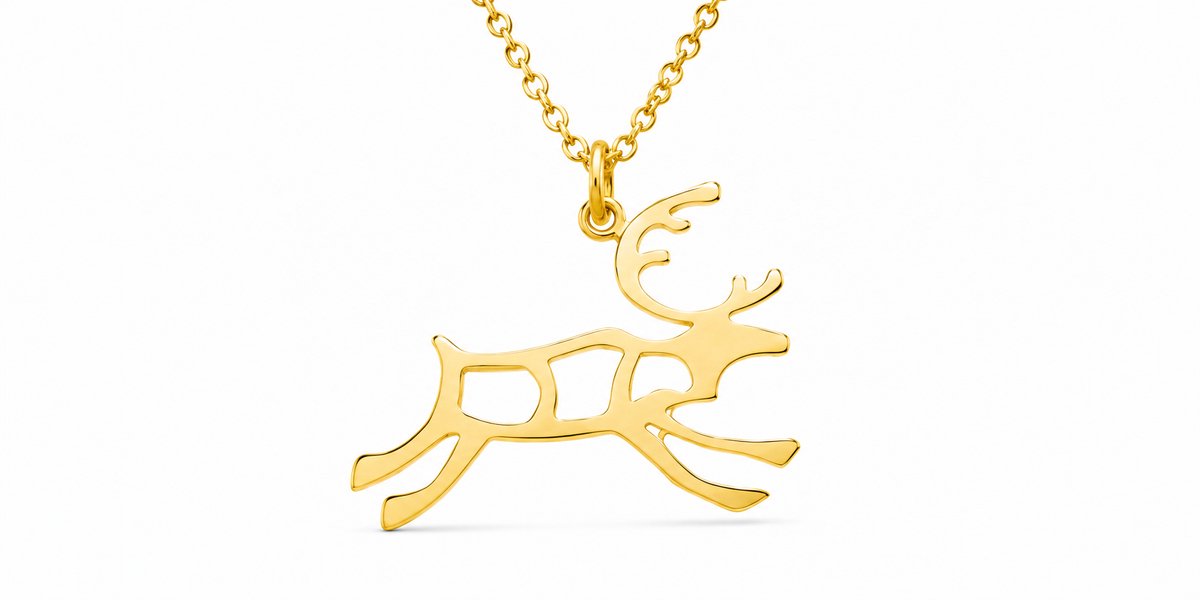 AuBor ®. Hanger. Goud. Rennend rendier.