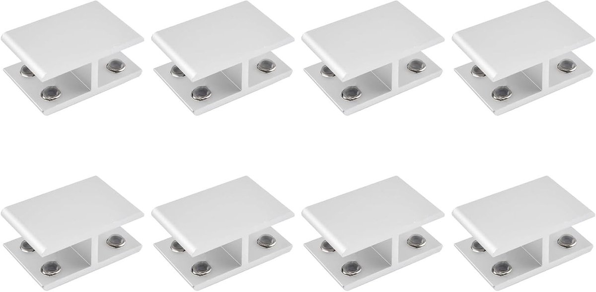 Verstelbare Dubbelzijdige Aluminium Glasplank Steunbeugels - 8 Stuks, Voor 14-16mm Dikte, Ideaal voor Wandplanken en Glasclips