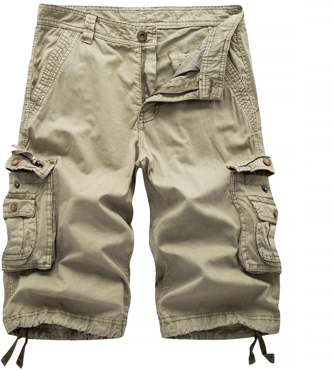 Cargoshorts voor heren - Casual werkshorts met meerdere zakken - Kaki - Maat 30W