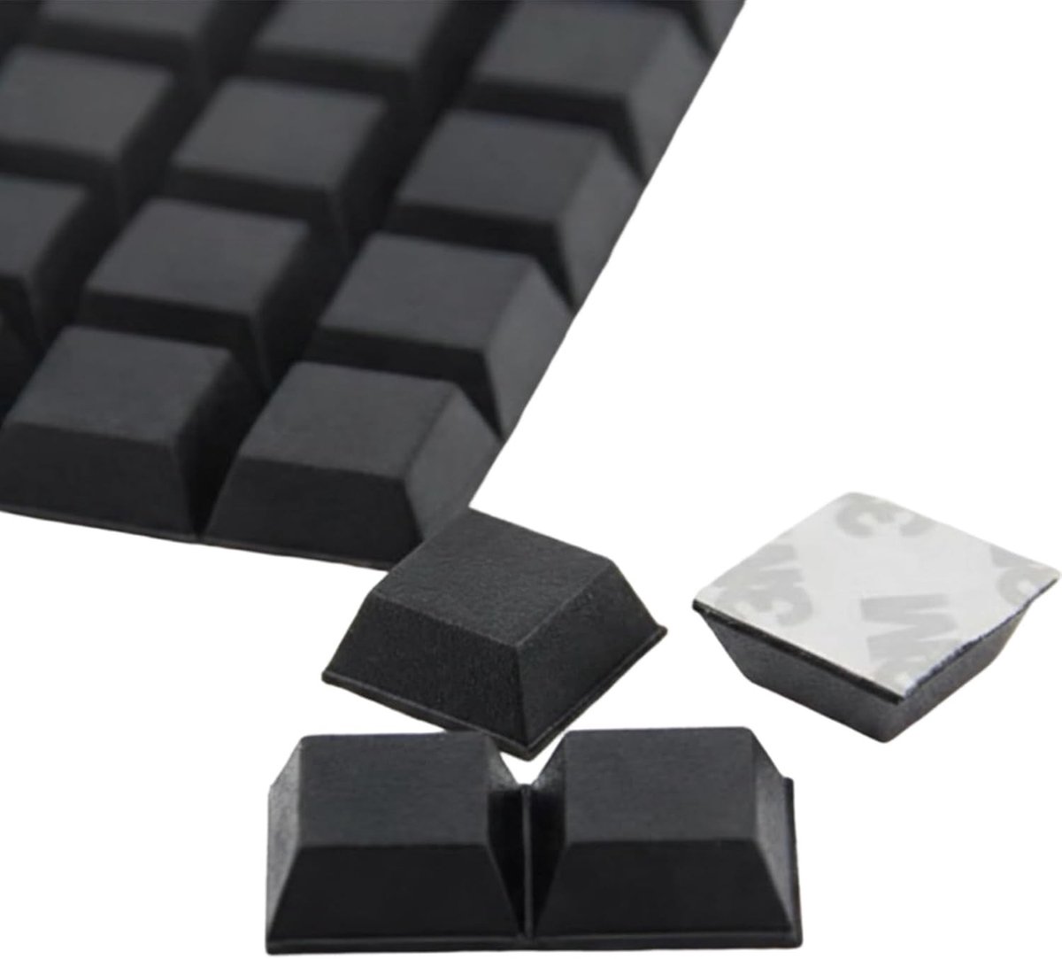 Set van 16 Zelfklevende Rubber Voetjes - 20 x 20 mm Antivibratie Dempers en Antislip Voeten voor Meubels en Apparaten