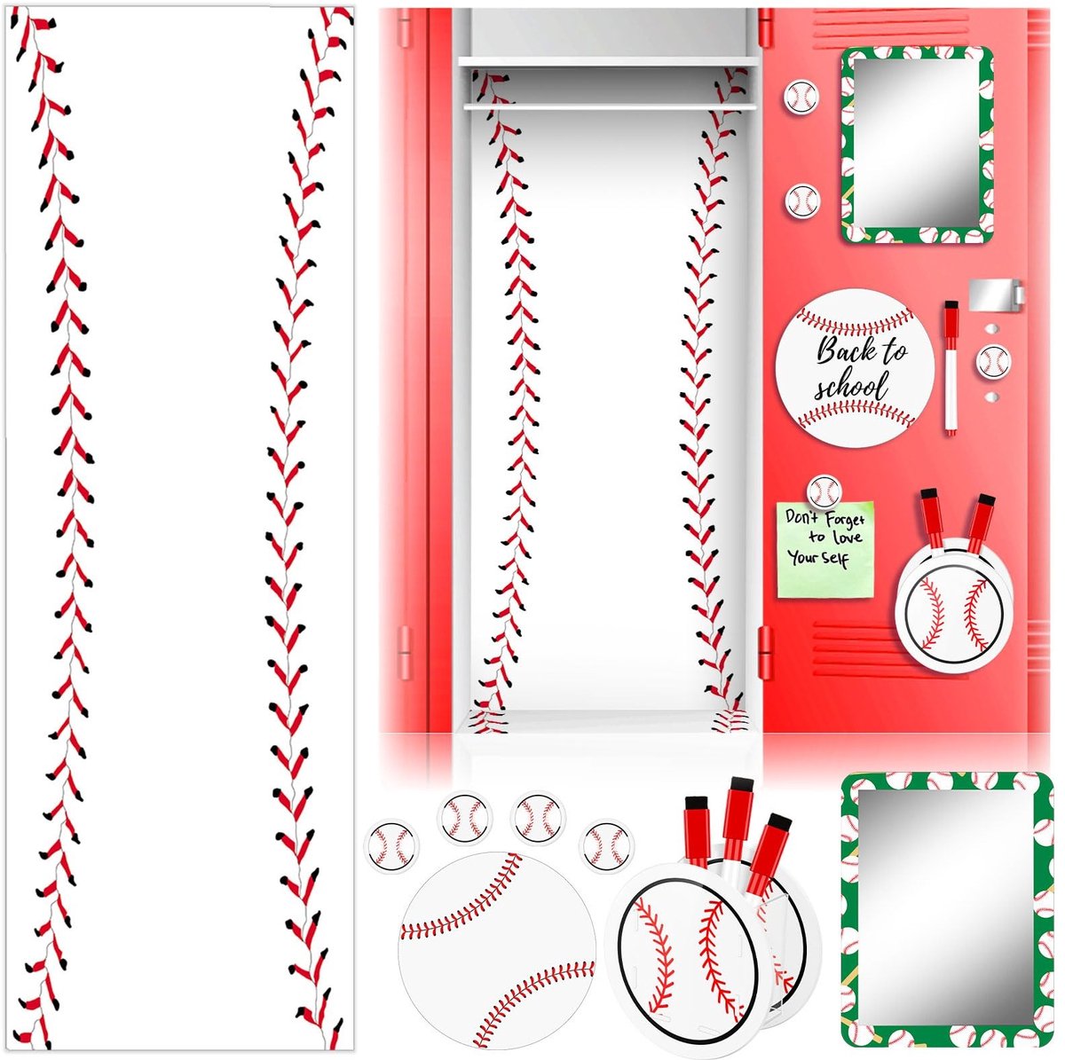 12 Stuks Magnetische Whiteboard Accessoires - Honkbal Thema