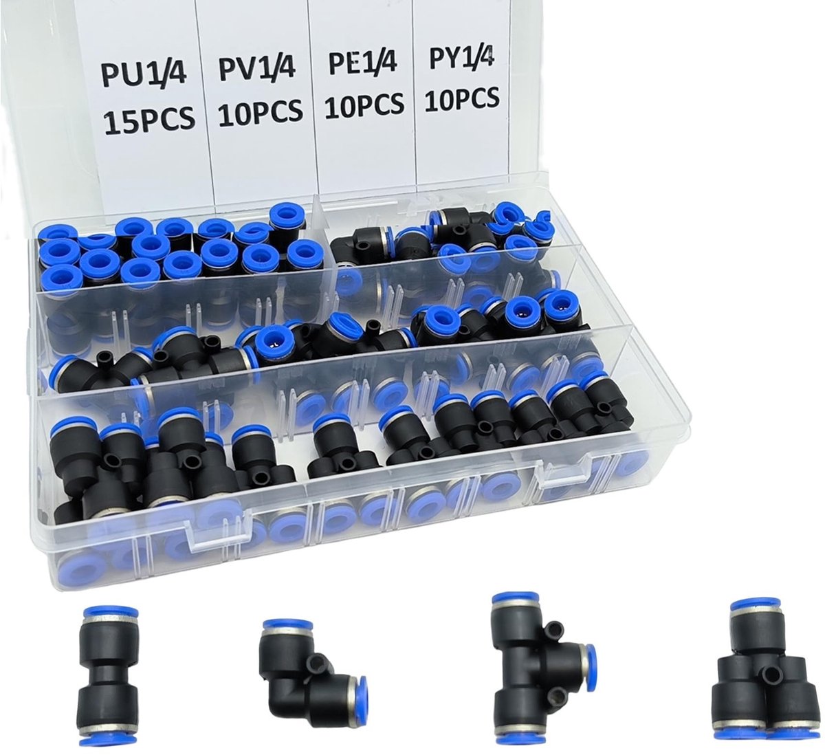45-delige Pneumatische Fittingen Set - 1/4 Inch