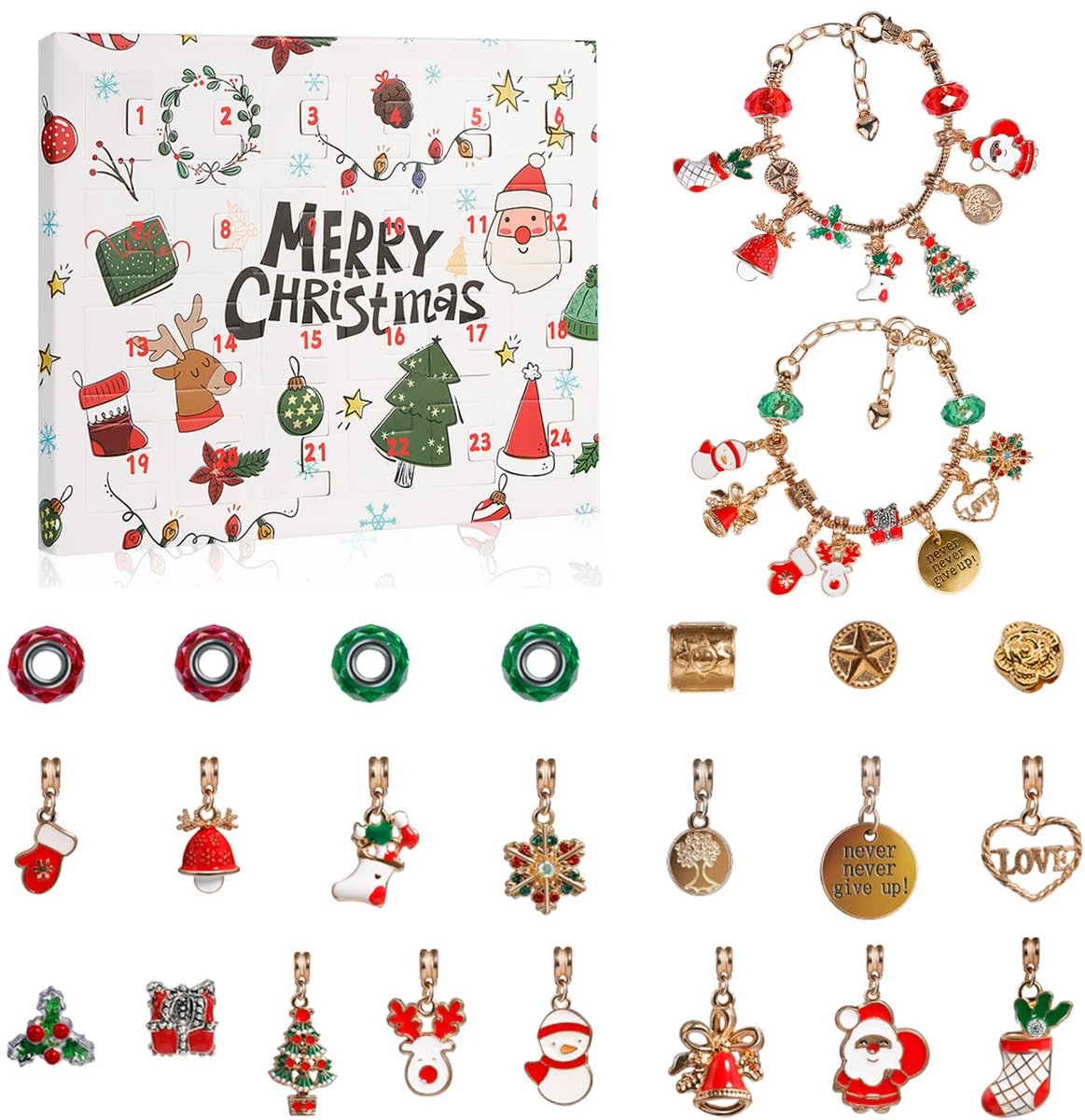 Adventskalender met armbanden - 24 dagen tellen voor meisjes