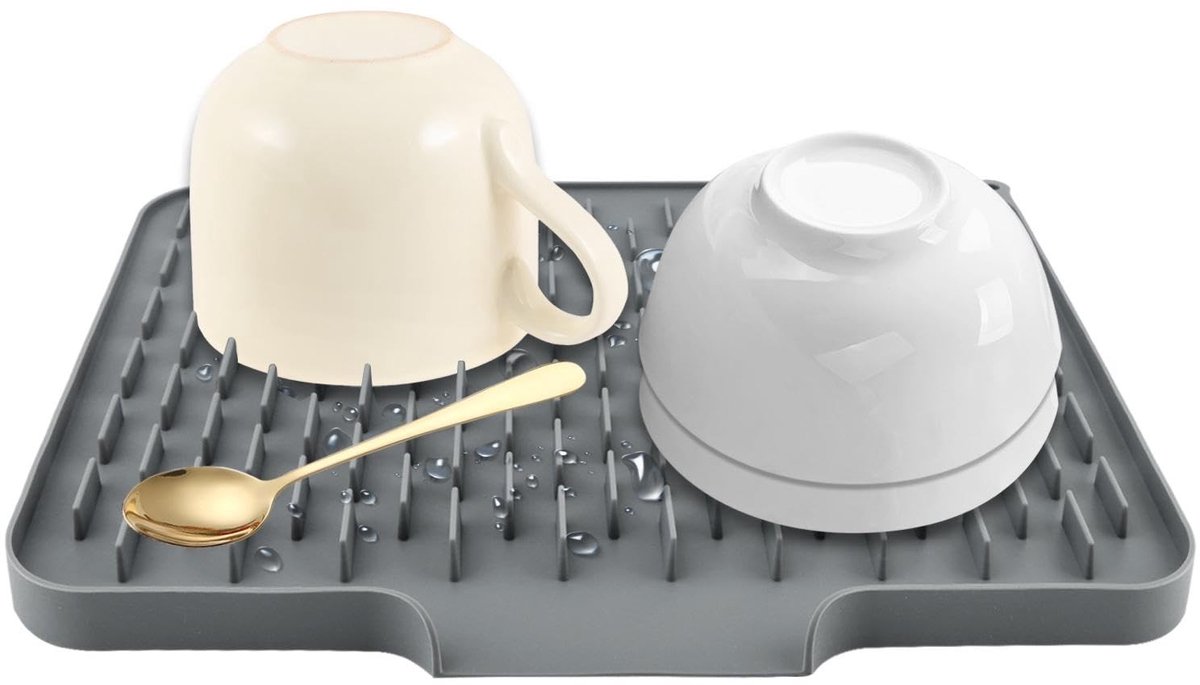 Silicone afwasmat met antislip en verhoogde afvoerrand