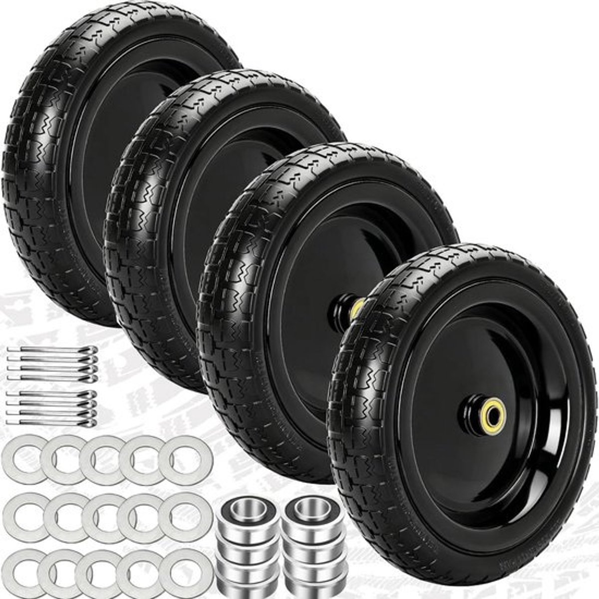 Vervangende Wielen - Stevige Banden - Tuinieren Karren Gebruiken - 13 Inch Platte Vrije Banden - 4.00-6 - Zwart