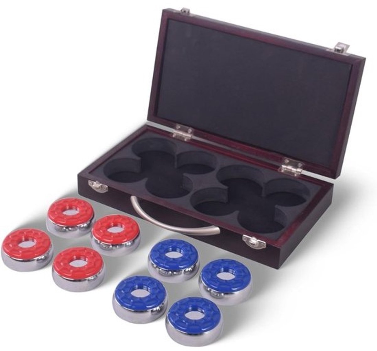 Shuffleboard Pucks - Speelpucks Set - Spel Spelen - Kuiltjes voor Grip - 2-1/8 inch Diameter - Donker Kersenhout