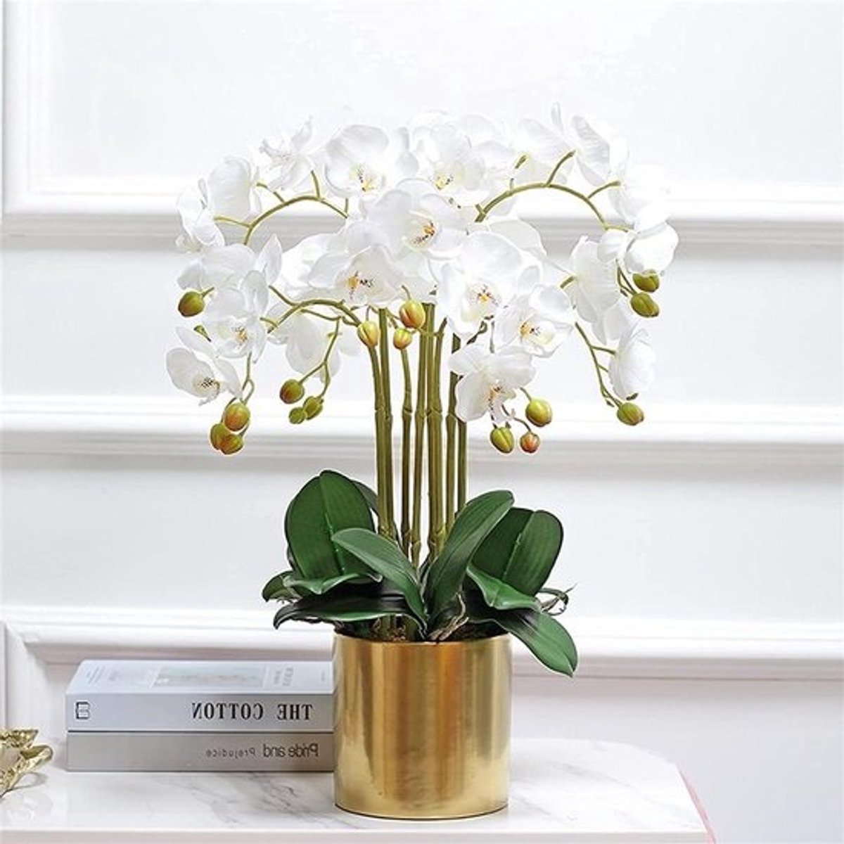 Kunstorchidee met pot - Nep bloem Kunstplant - Huisdecoratie - Echte touch textuur - 60 cm - Wit