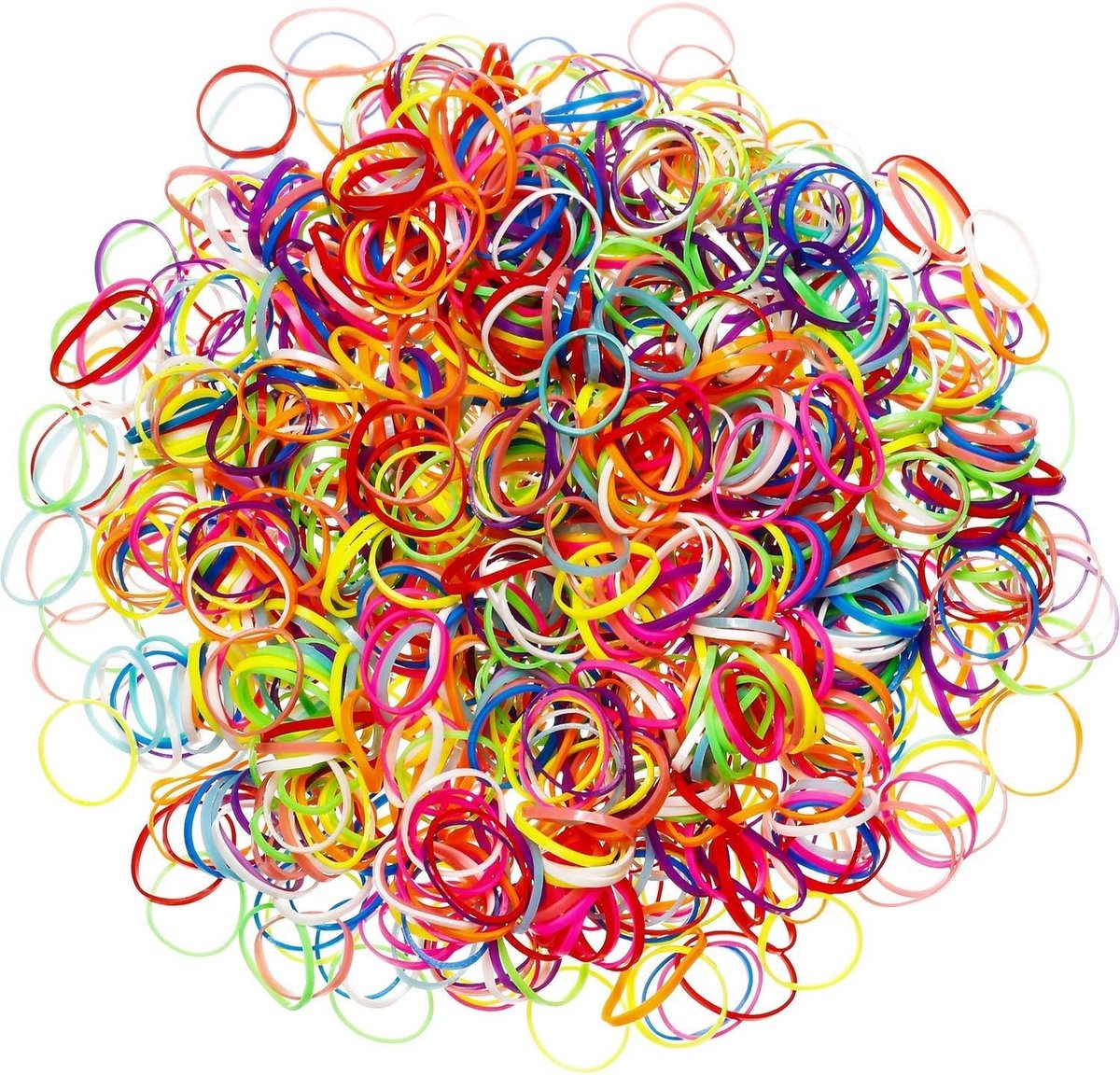 Haarbanden van Elastisch Rubber, 1000 Stuks, Kleurige Haaraccessoires voor Kinderen en Meisjes, Ideaal voor Haarstyling en Vlechten