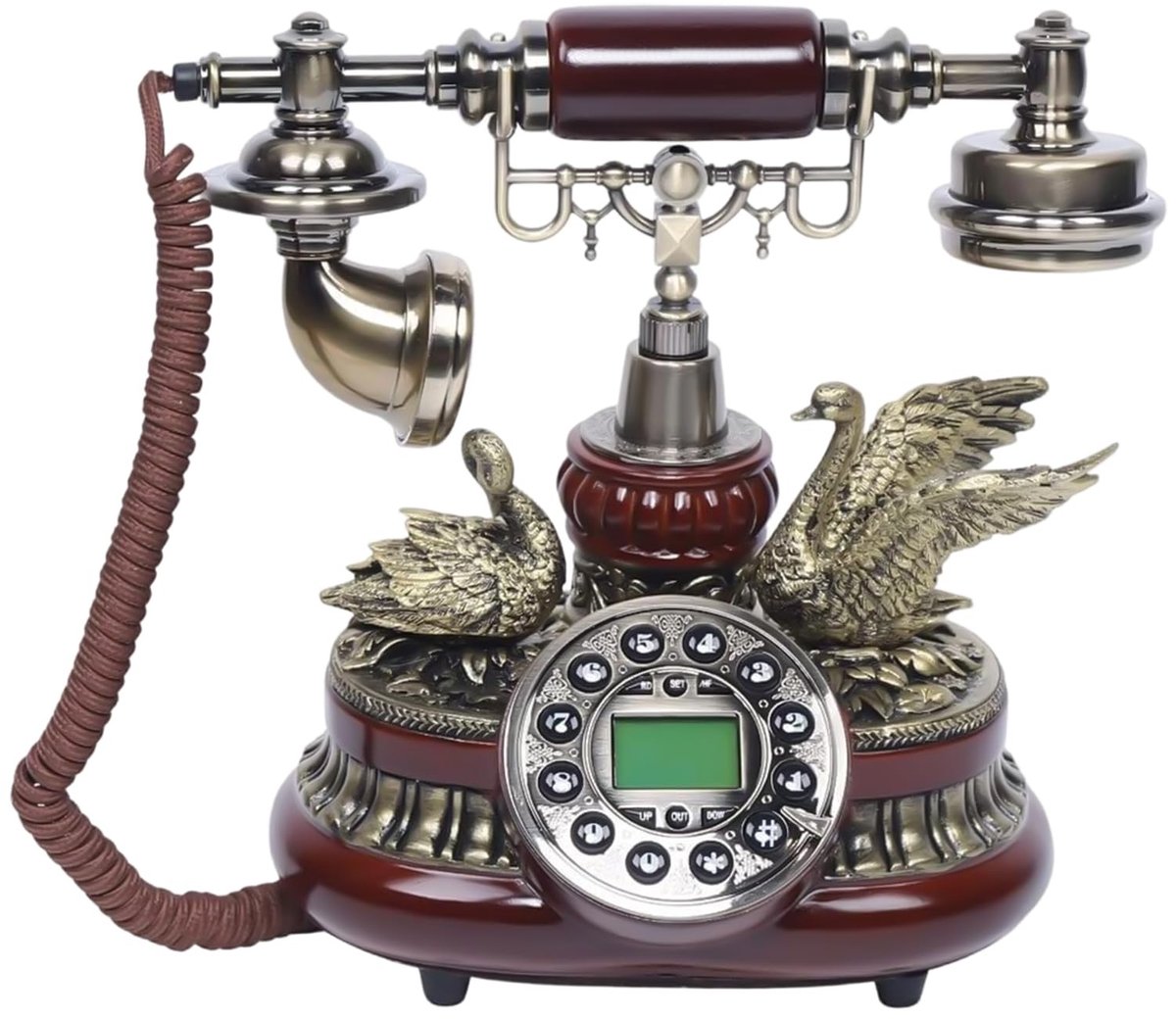 Decoratieve Retro Telefoon - Bruin en Goud