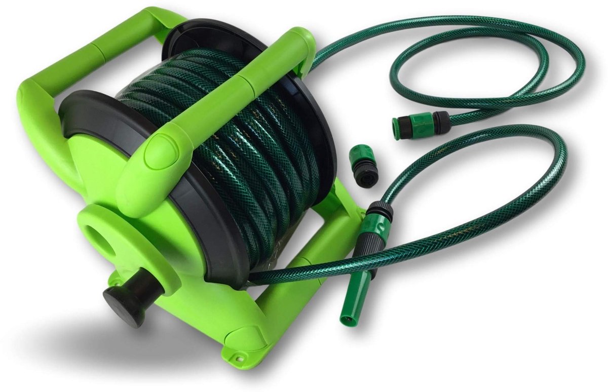 Slangwagen met versterkte slang 15 m x 15 mm - 6 stuks groen