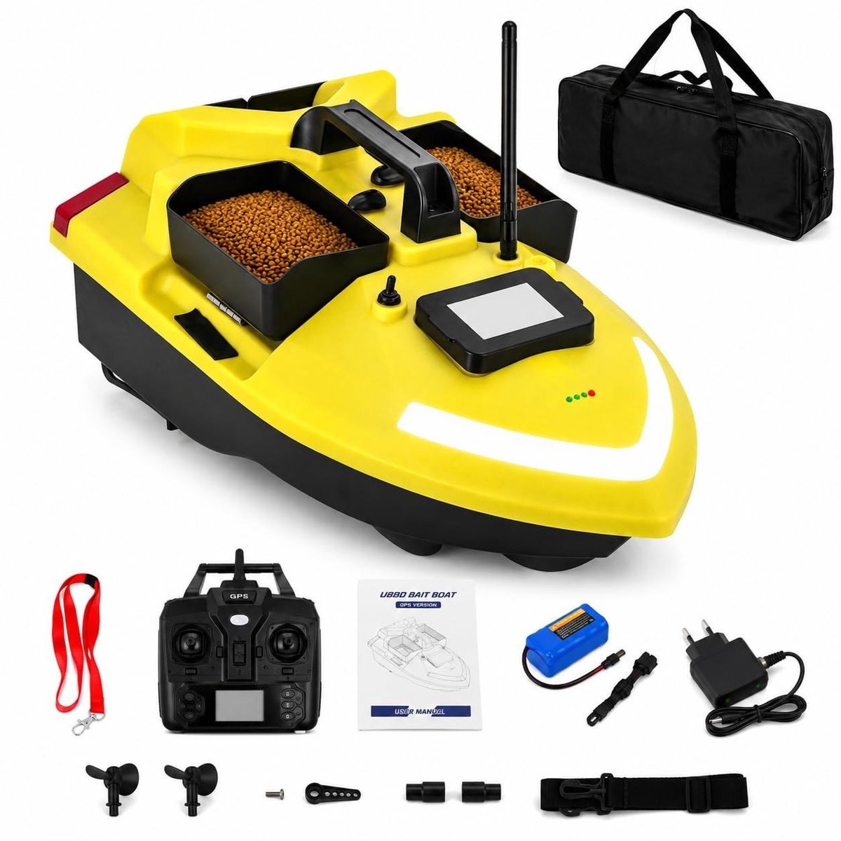 Vissersvoerboot met afstandsbediening - GPS en 12Ah batterij