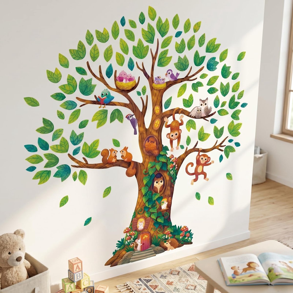 Wandstickers Boom en Dieren - Kinderkamer Decoratie