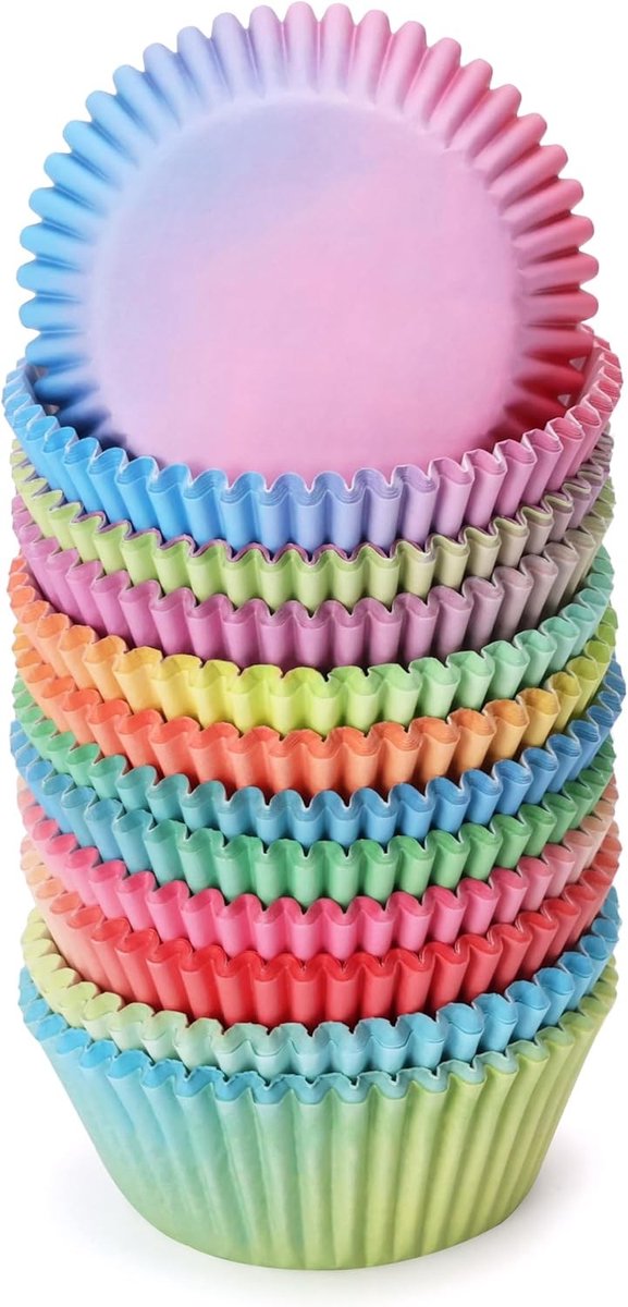 Kleurige Muffinvormpjes in 6 Verschillende Kleuren, Cupcake Wraps voor Bakken, Feestjes en Verjaardagen - 300 Stuks