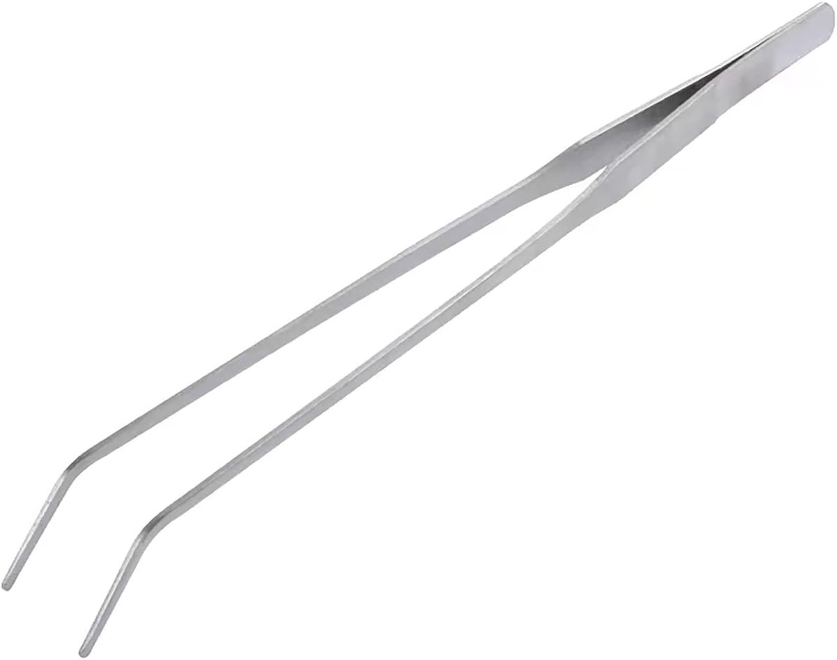 Roestvrijstalen Gebogen Pincet 27 cm voor Aquariums en Aquascaping, Ideaal voor Planten en Onderhoud