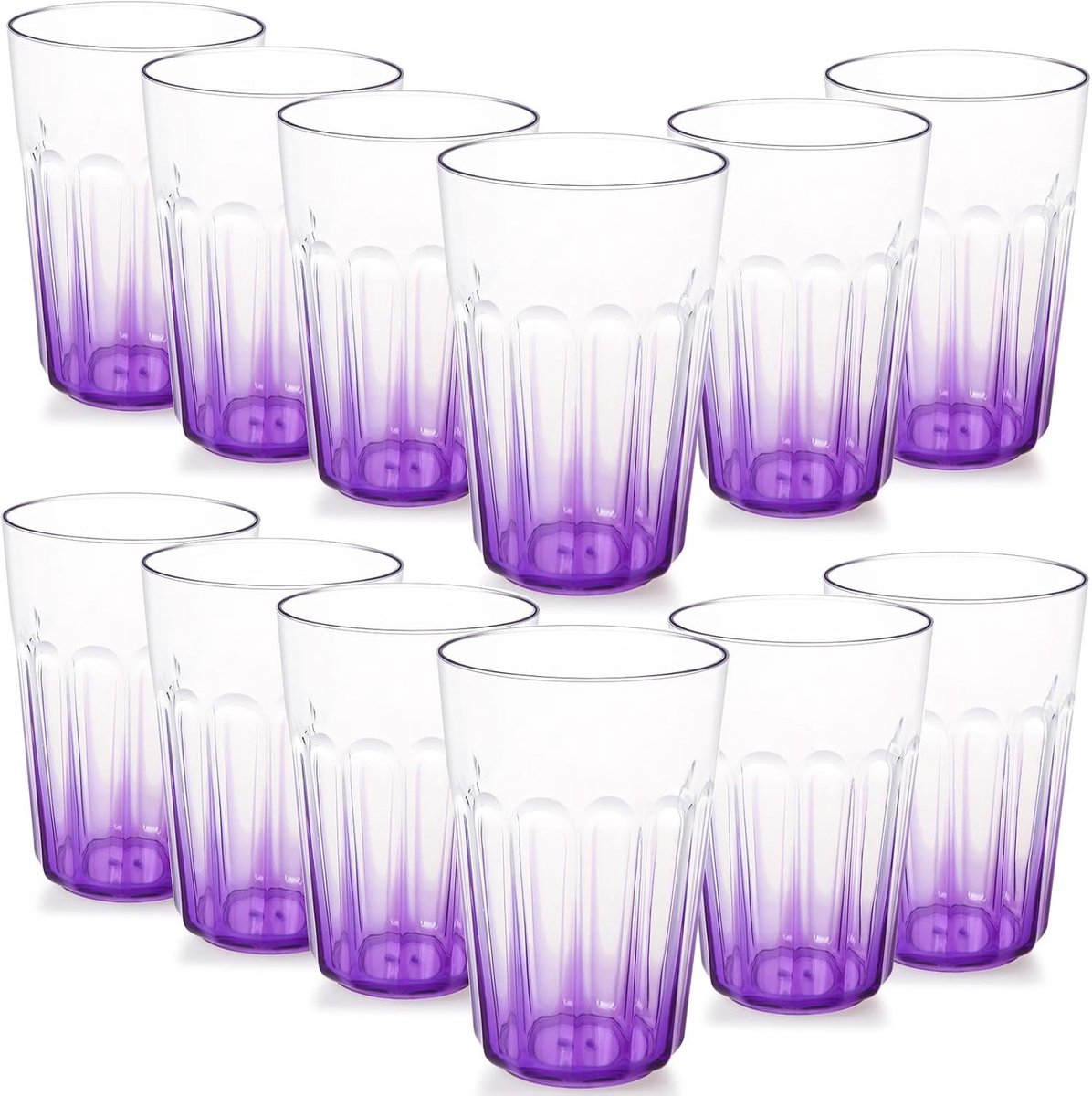 Herbruikbare shatterproof drinkglazen - Set van 12 stapelbare plastic bekers voor koffie, koud water, melk en thee - Perfect voor feesten, picknicks en kamperen - 350ml