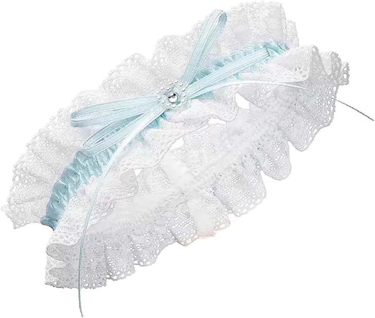 Lace Garter voor Bruid met Blauw Design, Elastische Kant Bruidsband met Strik, Perfect Cadeau voor Bruid en Jonge Meisjes