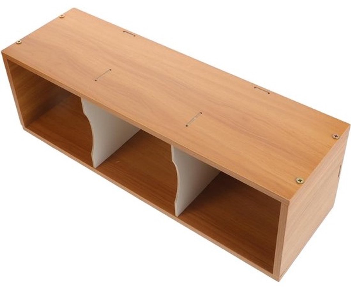 Houten CD Houder - Opbergrek DVD Organizer - Muziek Collectie Organiseren - Stijlvolle Blikvanger - 47x15x14 cm - Lichtbruin