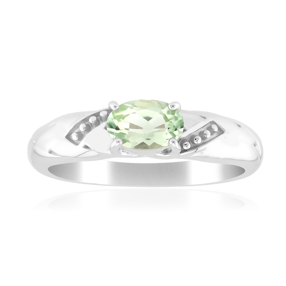 Cavill - Amblygoniet Ring - 925 Sterling Zilver Gerhodineerd - Ovale Braziliaanse Edelsteen 0,38 ct - Elegante Groene Edelstenen Ring Dames