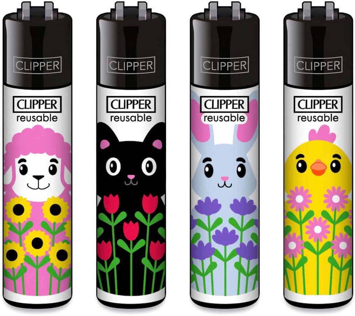 Clipper Classic Large Aanstekers "Spring Animals" (4 Stuks)
