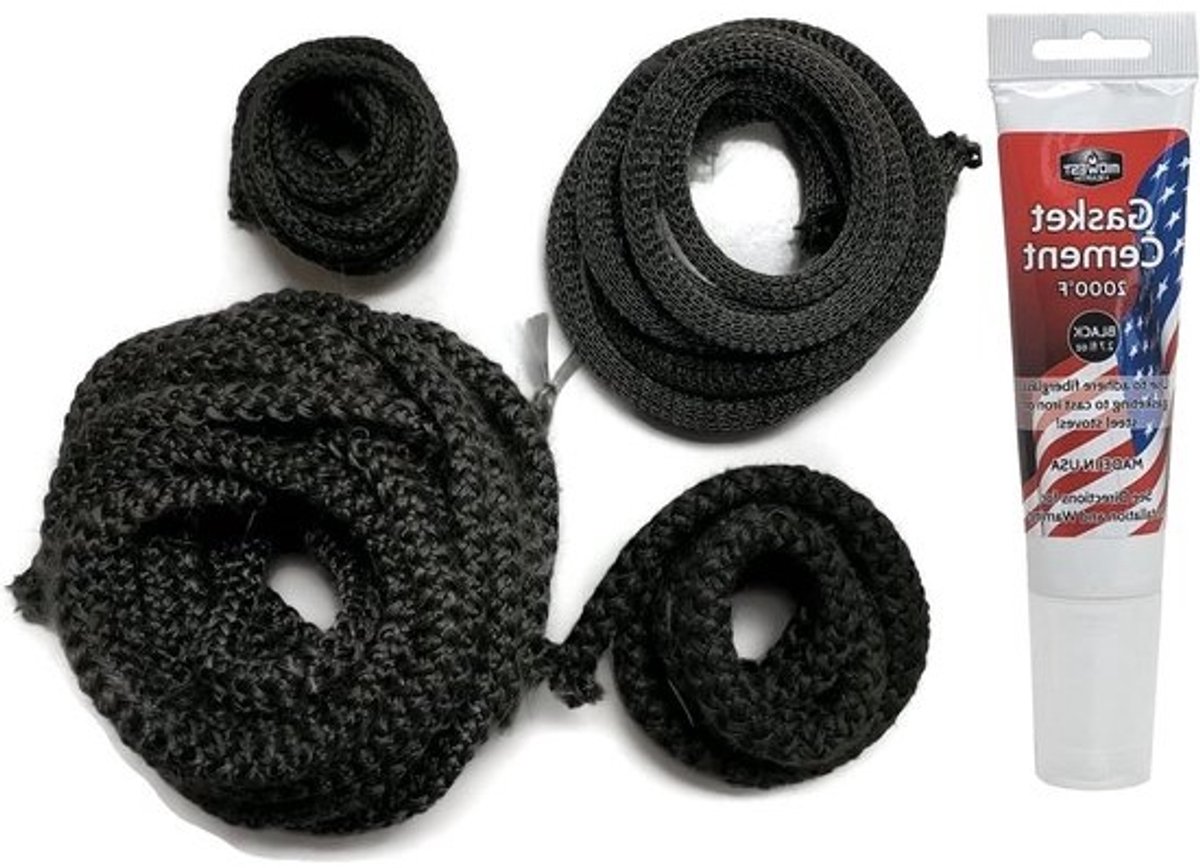 Kachel Gasket Kit - Vervangingsonderdelen Kachel - Onderhoud Kachel - Hittebestendig Materiaal - 18 cm - Zwart
