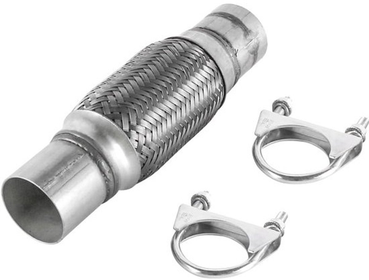 SnelShoppen - Auto Uitlaat Slang Demper & Schokdemper Onderdelen RVS Demper met U-Beugel Klem Uitlaatpijp Reparatie 50x250mm