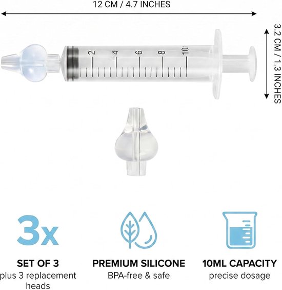 Set van 3 Neusspoelers 10 ml Professionele Neusreiniger met Herbruikbare Spuitmond en 3 Spoelkoppen voor Veilig en Comfortabel Gebruik — afbeelding 5