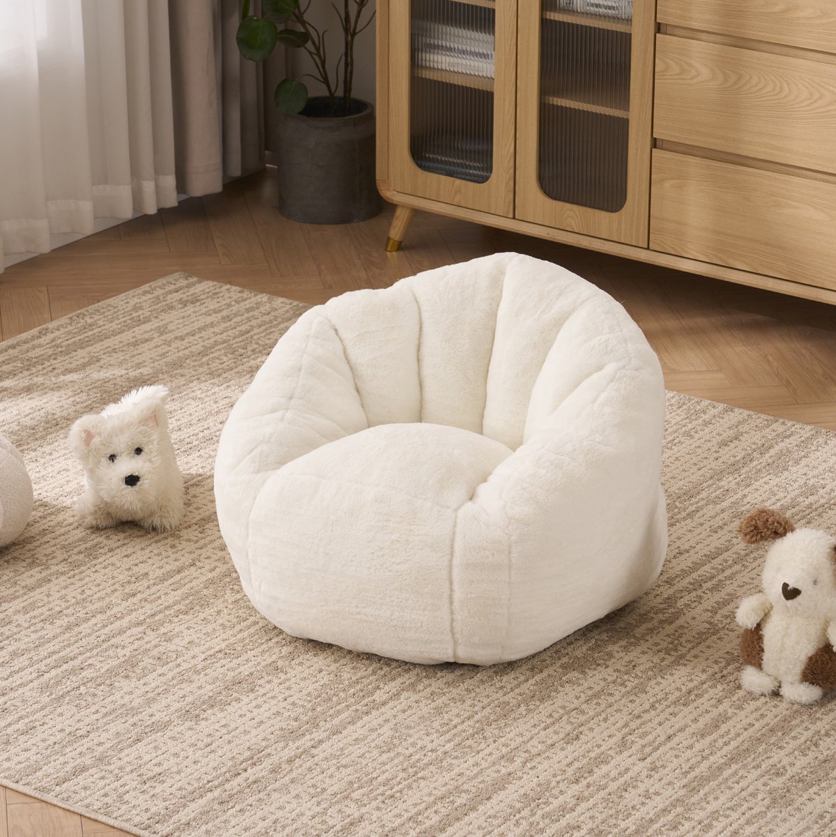 Wishdor - Zitzak - Kinder zitzak met rugleuning en foam vulling - zachte pluche loungestoe