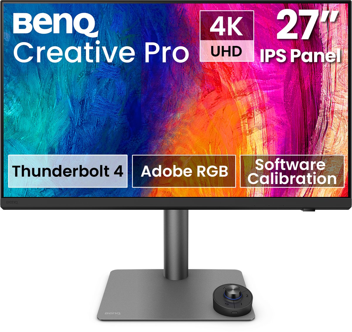 BenQ Creative Pro PD2732U 27 inch 4K monitor - 90W Thunderbolt 4 - 99% P3 - 99% Adobe RGB - Daisychain - KVM - Hotkey Puck G3 - Ergonomisch - M-book mode - Kleuruniformiteit voor ontwerpers, fotografen en creatieve professionals