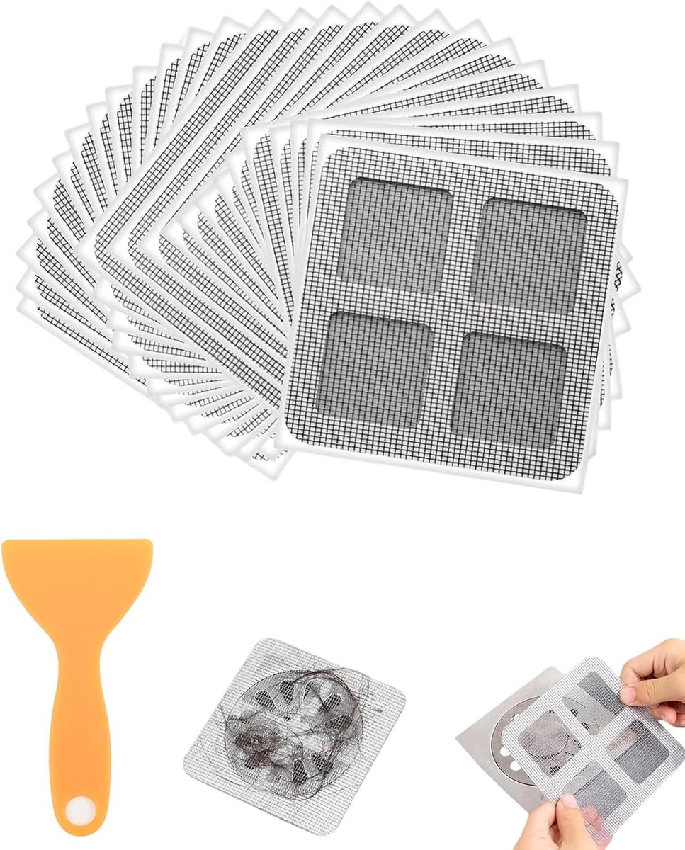 Wegwerp haarnetten voor douche-afvoer - Haarfilter tegen verstoppingen, eenvoudig te reinigen, 100 stuks badkameraccessoires voor een schone afvoer