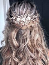 Bruid Haar Wijnstok - Haarsieraad Bruiloft - Bruiloft Versieren - Handgemaakt Kristal - 15 cm - Goud