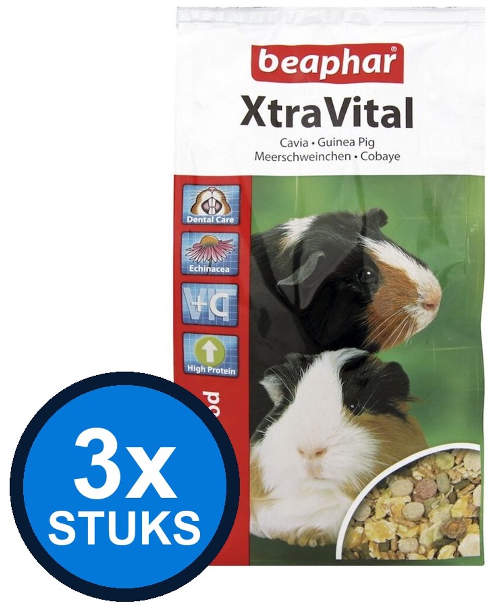 3x Beaphar - XtraVital cavia 1kg - Knaagdierenvoer - 1 kg