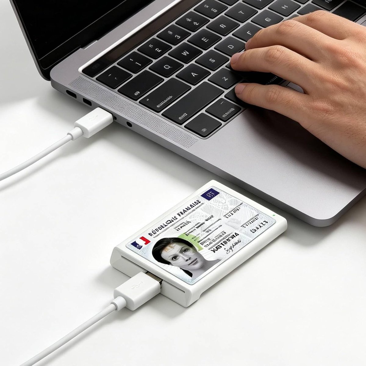 USB Kaartlezer NFC - Smartcard Lezer - Online Identificatie - 30+ Kaarttypen Ondersteuning - 95 cm kabel - Wit