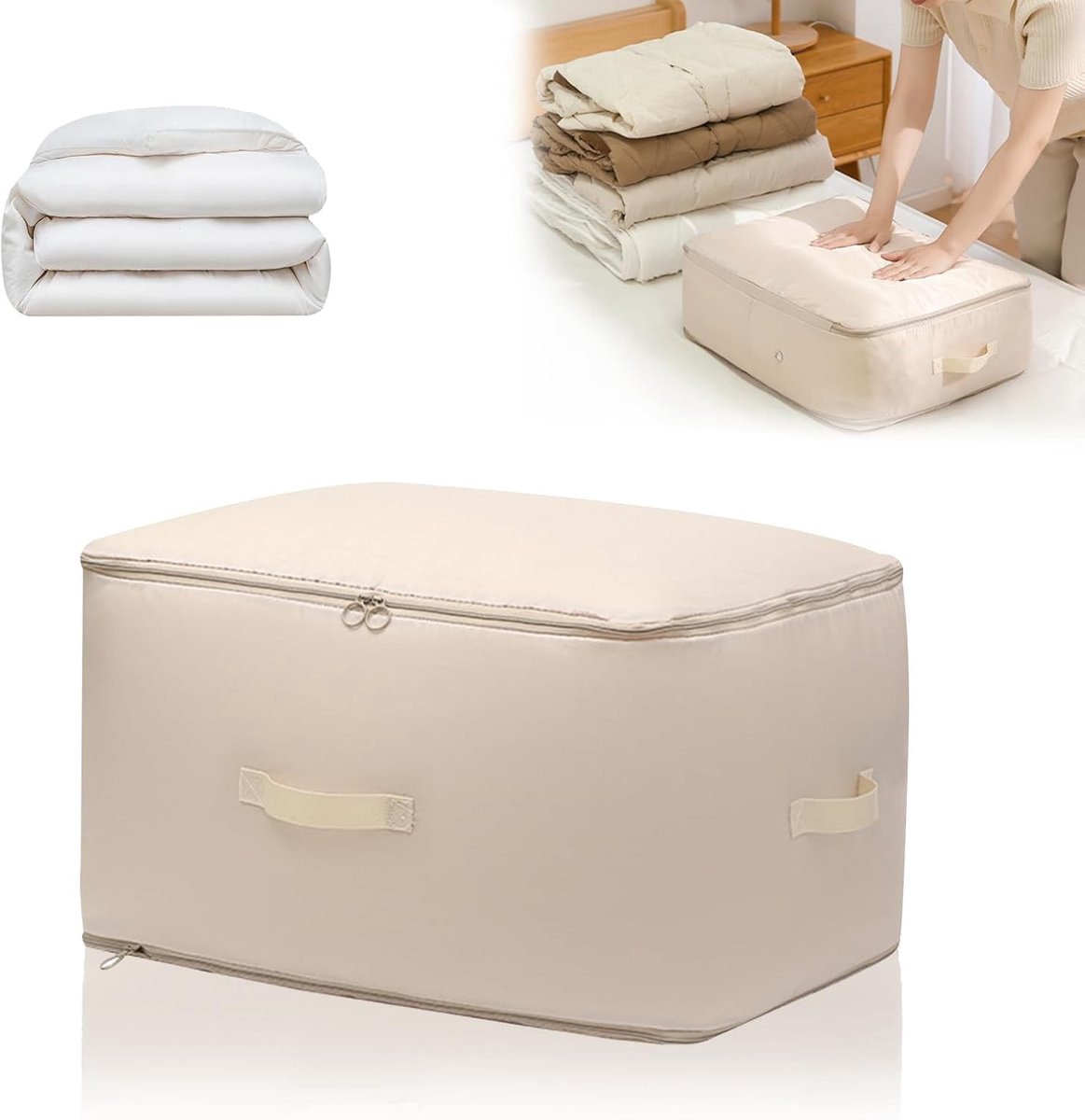 Ruimtebesparende zelfcompressie organizer voor kleding, dekens en dekbedden - Opbergzakken en compressiekubussen voor efficiënt opslaan
