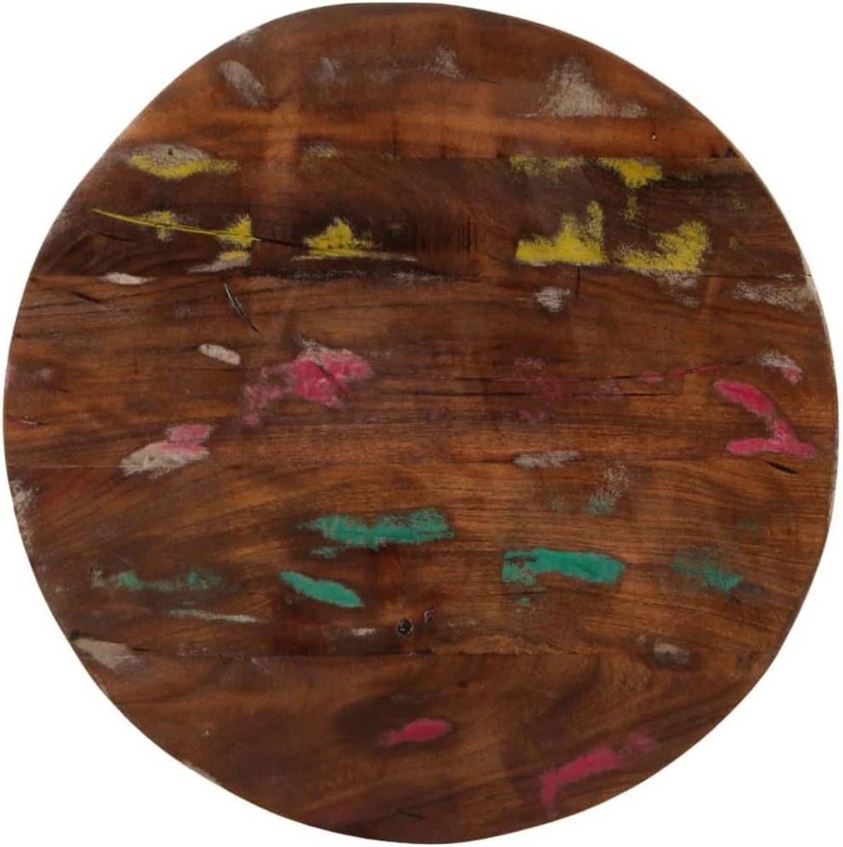Rond Tafelblad - Tafelblad Vervangen - Tafel Vernieuwen - Gerecycled Massief Hout - Ø 90 x 38 cm - Uniek Kleurvariaties