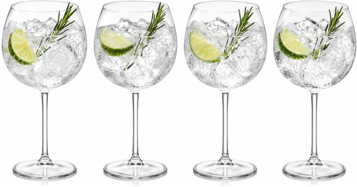 Leknes gintonic glazen - 4x - kunststof - 57 cl - onbreekbaar/herbruikbaar - cocktailglazen