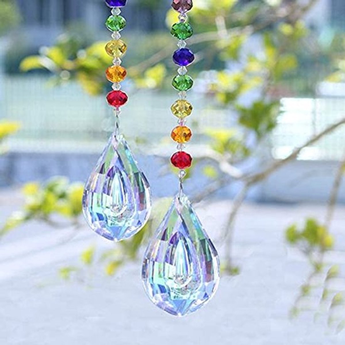 Kristallen kleurrijke kristallen kroonluchter hangend kristal met hangend ornament voor hu