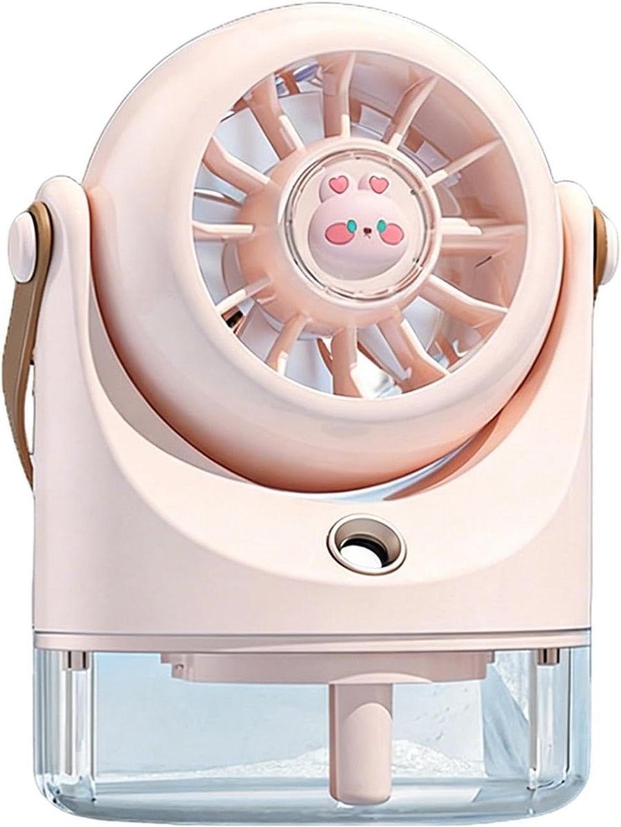 Handheld Water Fan - Ventilator met spray - Verfrissing bij warmte - Combineert ventilator en mist - 9.75x7x12.7cm - Roze