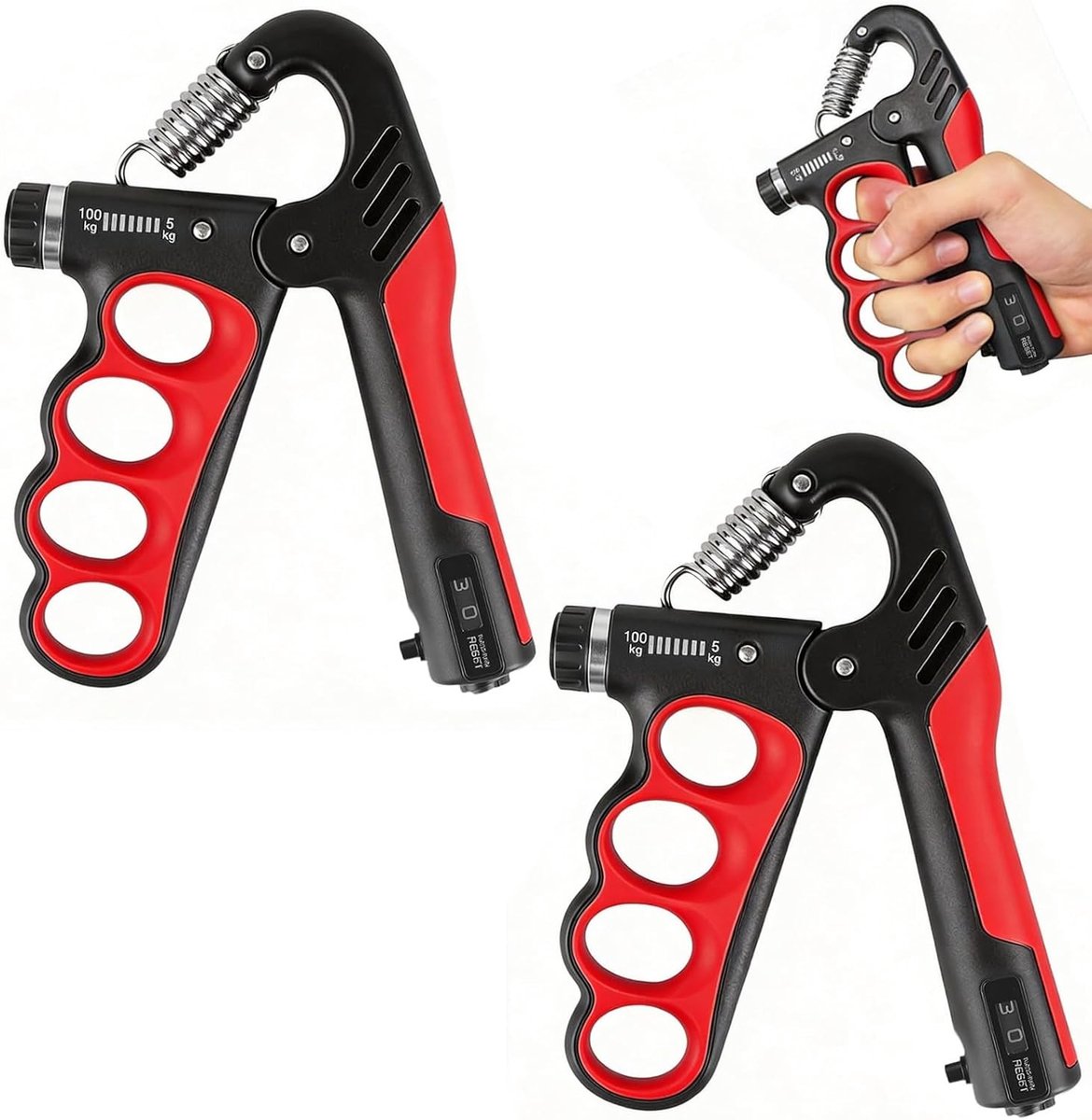 Verstelbare Weerstand Handtrainer voor Onderarmtraining, 5-100 kg, Met Telling en Antislip Grip voor Spierversterking