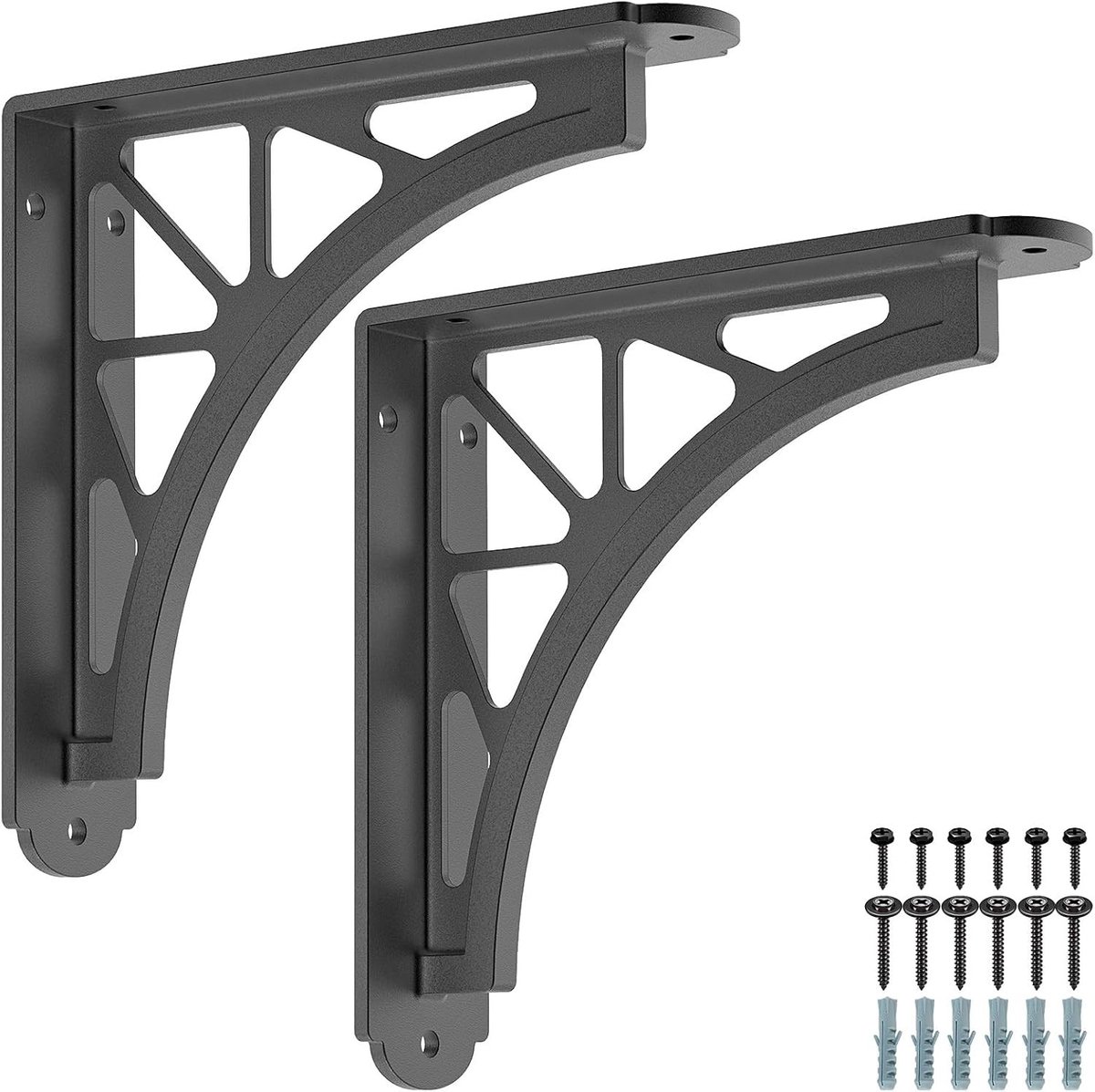2 Stuks Plank Beugels voor Drijvende Planken - Metalen Muurbeugels voor Keuken, Garage en Slaapkamer - 20cm Rechte Hoek Ondersteuning voor Houten Boards en Opbergrekken